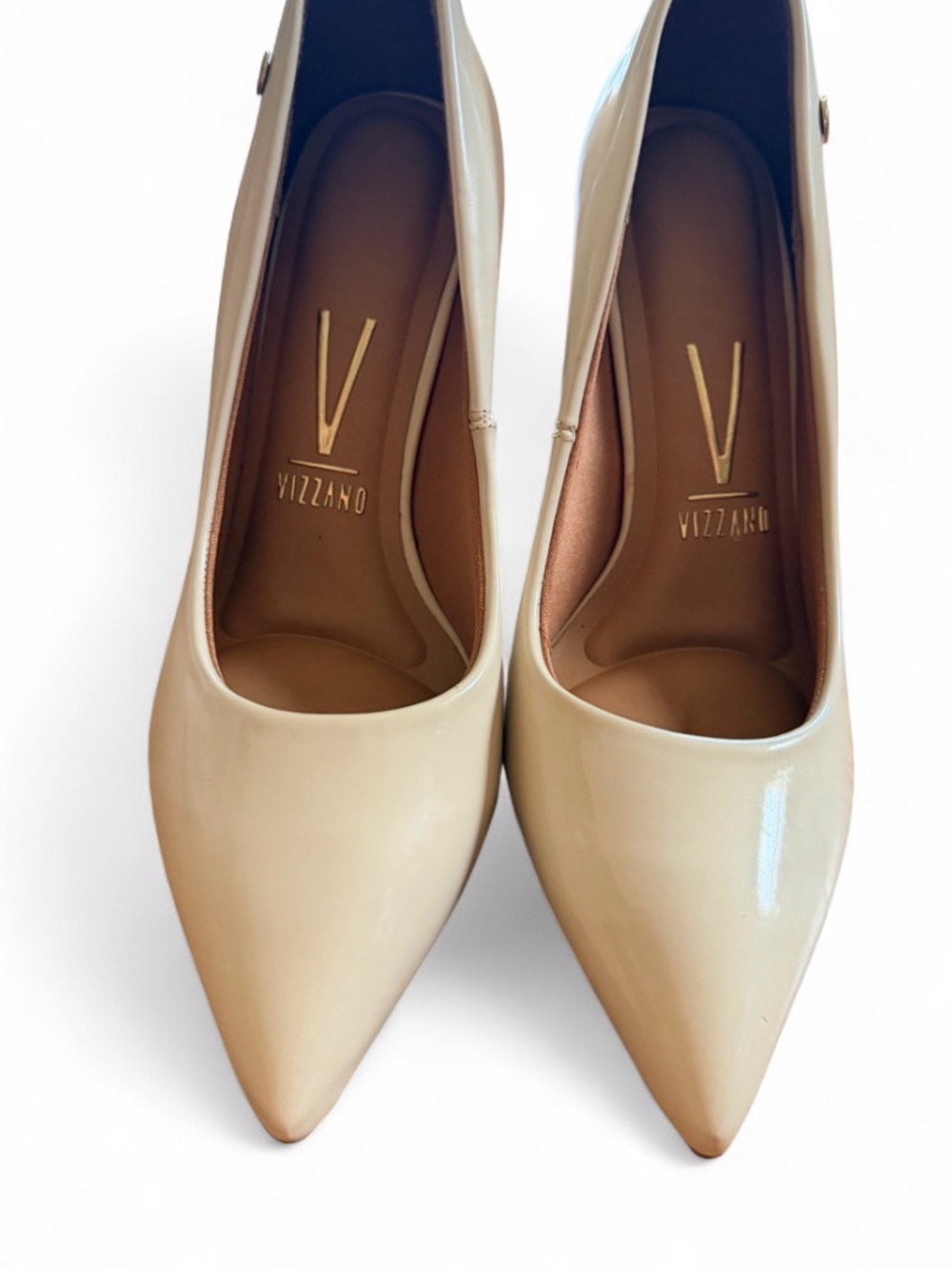 Vizzano - Women's Pointed Toe Nude Patent Pumps